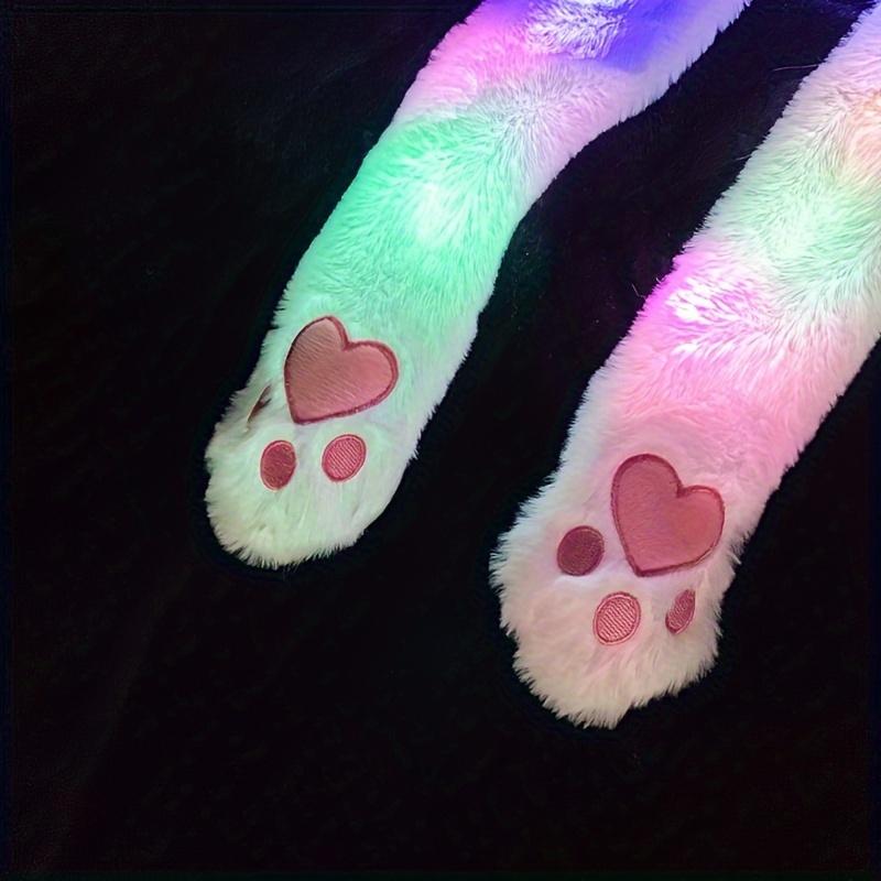 1 x Plush LED Illuminated Rabbit Ears Hat Cute Illuminated Adult Plush Hand Pinch Hat Activity Ears With Earmuffs Hat Gift Party