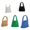 Women Woven Bucket Bag Mesh Hollow Bags with Leather Bottom Organizer Container Handbag for Summer Outdoor Picnic Shopping