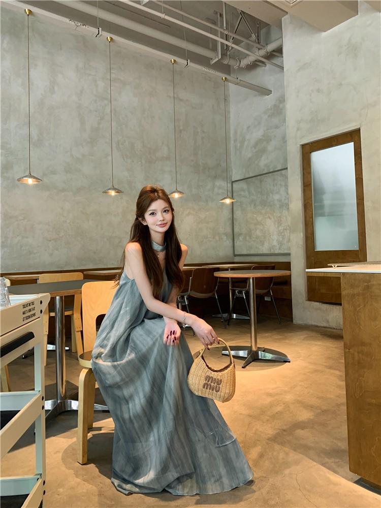 2026 French Yellow Spaghetti Strap Sleeveless Dress for Women - Summer Beach Fairy Long Dress