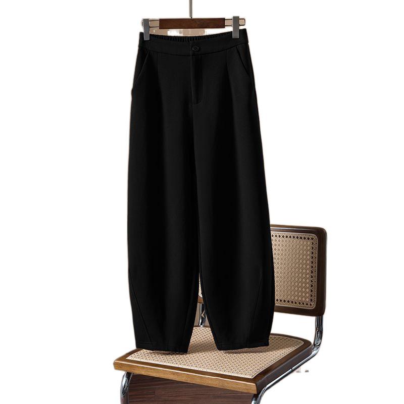 Autumn Winter New Women's Fleece Lined Harem Pants High Waist Loose Cropped Slim Fit Business Casual Suit Trousers