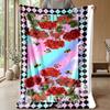 Purple Crystal Roses Theme Blanket Lightweight Warm Flannel Blanket Decorative Throw Blanket for Home Decoration