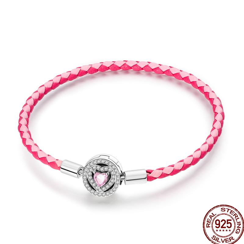 925 Silver 17-20CM Heart Pave Zirconia Original Bracelets Infinity Bracelet Fit DIY Charms Bead Birthday Jewelry Gifts Hot Sale
