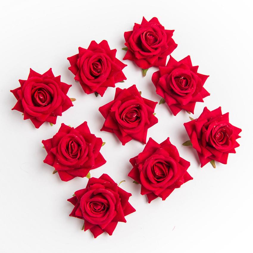 50/100Pcs Artificial Flower Wedding Decor Christmas Wreath Silk Rose Diy Home Vase Outdoor Garden Wall Diy Gift Candy Scrapbook