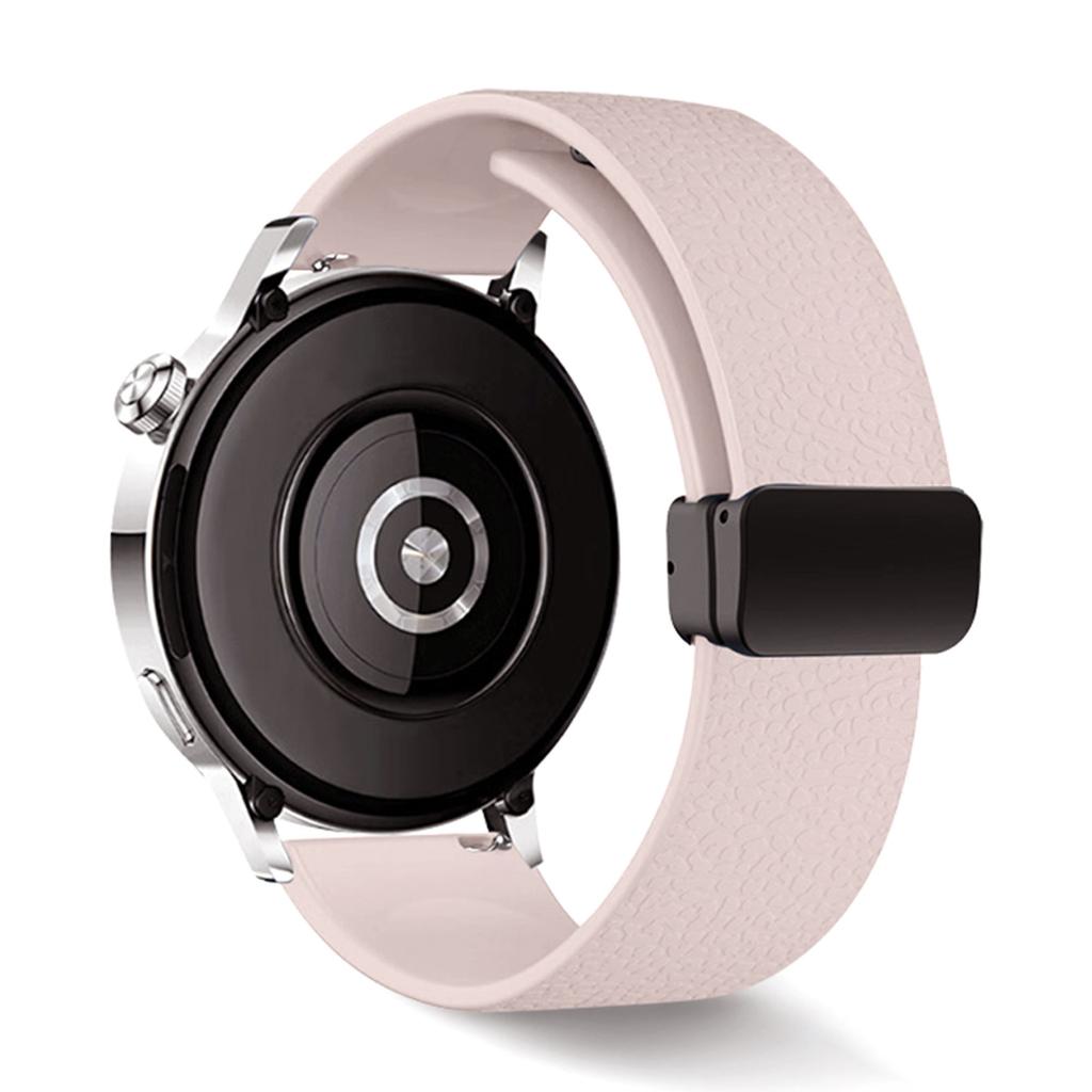 22mm Magnetic Silicone Band for Huawei Watch GT 5 46mm/GT 5 Pro 46mm/Samsung Galaxy Watch3 45mm Litchi Texture Watch Strap