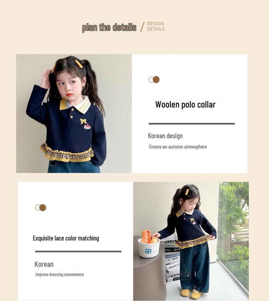 2025 New Girls' Korean Style Casual Sweatshirt and Jeans Set - Fashionable Autumn Outfit for Kids