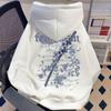 Felpa con Cappuccio da Uomo Taglie Forti con Stampa ad Ali - Streetwear Americano Trendy, Autunno/Inverno, Foderata in Velluto, Vestibilità Casual Ampia