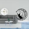 Modern Metal Wall Clock Cat Art Large Quiet Numerals Decorative Sculpture for Home Office Study Room