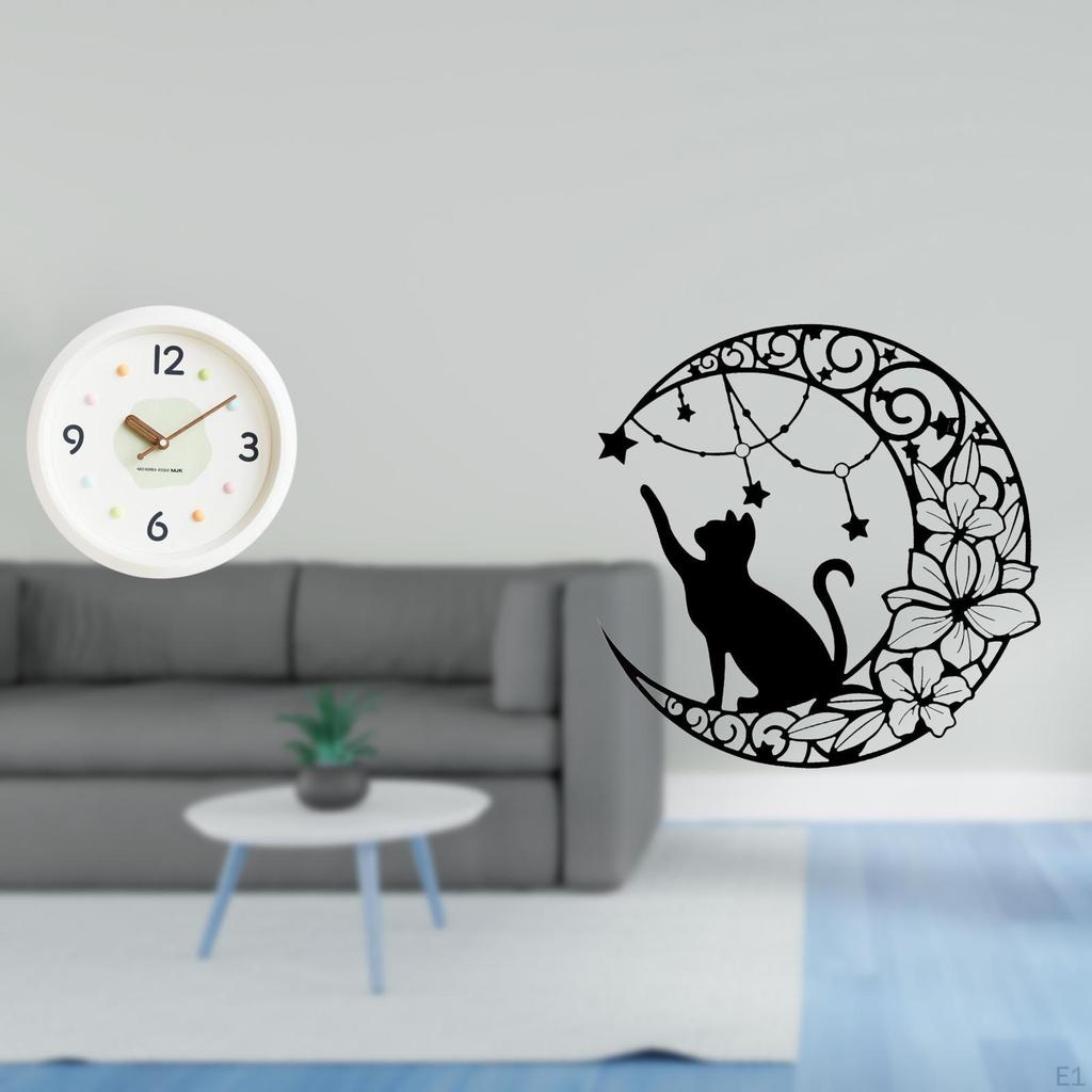 Modern Metal Wall Clock Cat Art Large Quiet Numerals Decorative Sculpture for Home Office Study Room