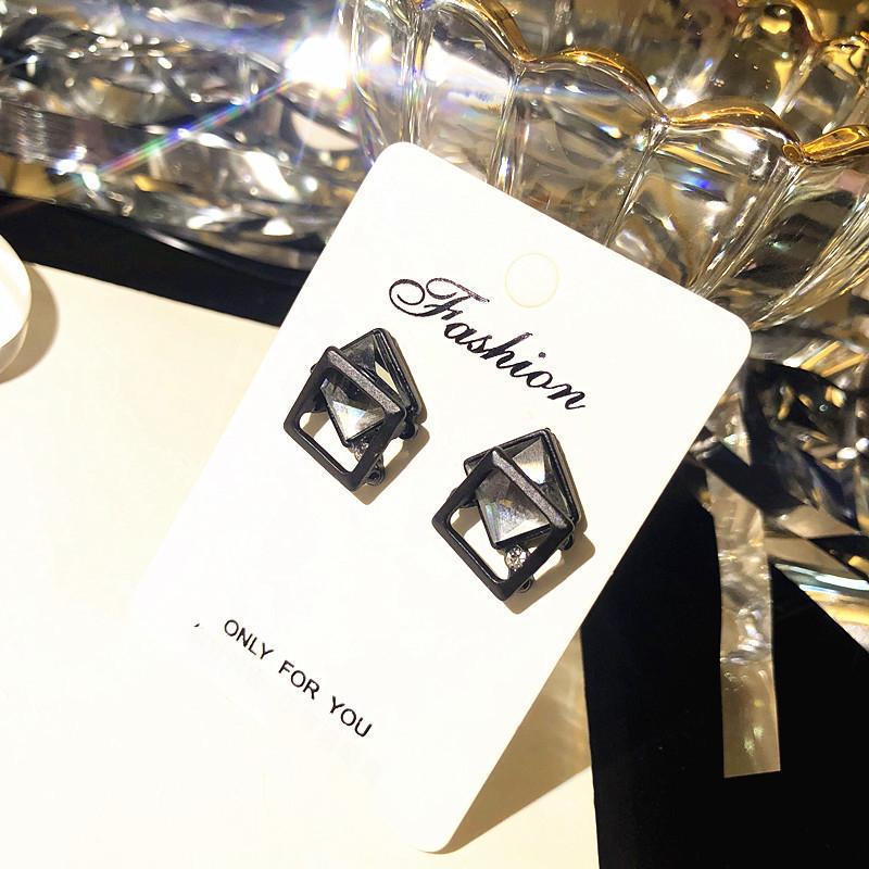 New Design Promotion Fashion Jewelry Simple Black Crystal Temperament Female Geometric Trend Earrings