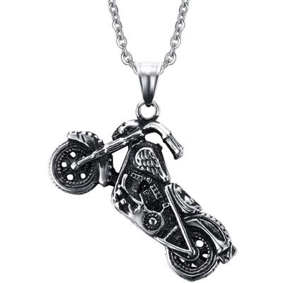 Punk Men Motorcycle Pendant Necklace Retro Cast Biker Charm Chain Trendy Personalized Jewelry For Male Fashion