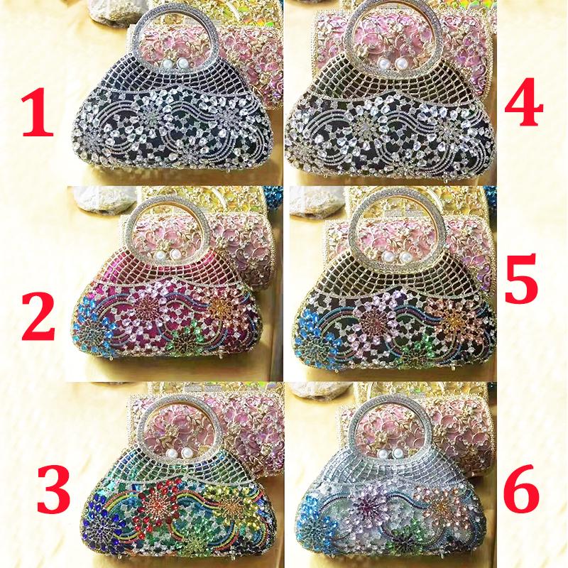 Rhinestone Women Top-Handle Evening Clutch Purse Diamond Purses Lady Girls Pink/Gold Handbags Female Wedding Bridal Clutches