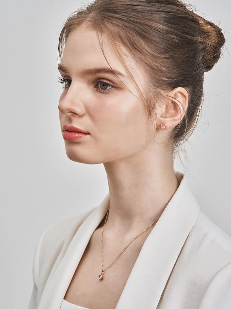 [ELLE Jewelry] 14K Plated Moonstone Round Simple Post Earrings ELGPEE519