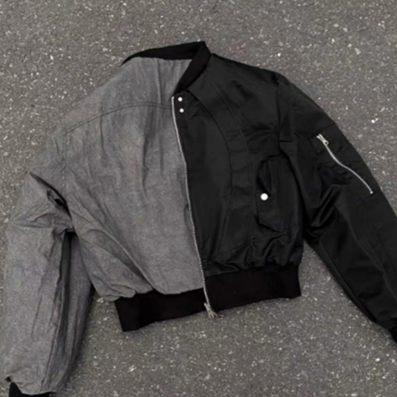 Men's Retro Loose Short Casual Baseball Clothing Long Sleeve Reversible Jacket