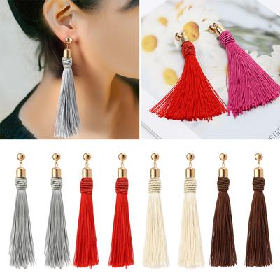 Damen Langer Anhänger Vintage Hängende Statement Ohrringe Ohrhänger Bohemian Quastenohrringe