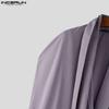Collar Incerun Men Ruffled Swing Fake Twopiece Long Shawl Shirts
