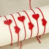 [ZYAS]2Pc Valentine's Day Heart Shaped Bracelet For Women Men Handwoven Couple Best Friend Red Rope Romantic Love Bracelet Gifts