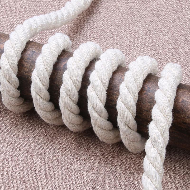 Sturdy Handmade Three-Strand Cotton-Hemp Rope for DIY Projects - Thick White Binding or Air Conditioner Water Pipe