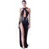 2025 Cross-Border Beaded Irregular Halter Neck Evening Dress for Women