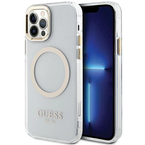 Guess Guhmp12Mhtrmd Iphone 12/12 Pro 6.1 Złoty/Gold Hardcase Metal Outline Magsafe