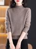 Women's 100% Wool Thick Knit Half-High Collar Winter Sweater for Middle-Aged and Elderly