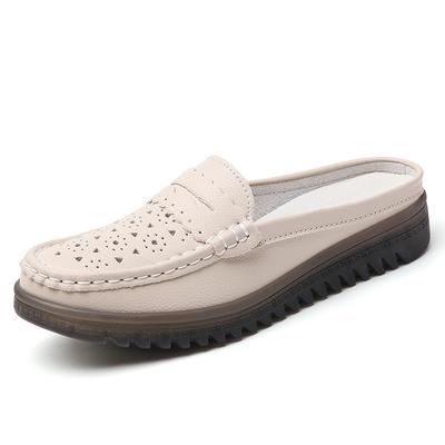 Damskie skórzane półkapcie na co dzień, lekkie, w dużych rozmiarach, antypoślizgowe letnie sandały i buty skórzane dla mamy