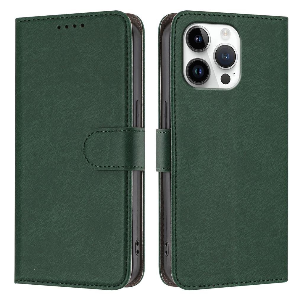 For iPhone 16 Pro Max Leather Case Solid Color Phone Cover with Wallet