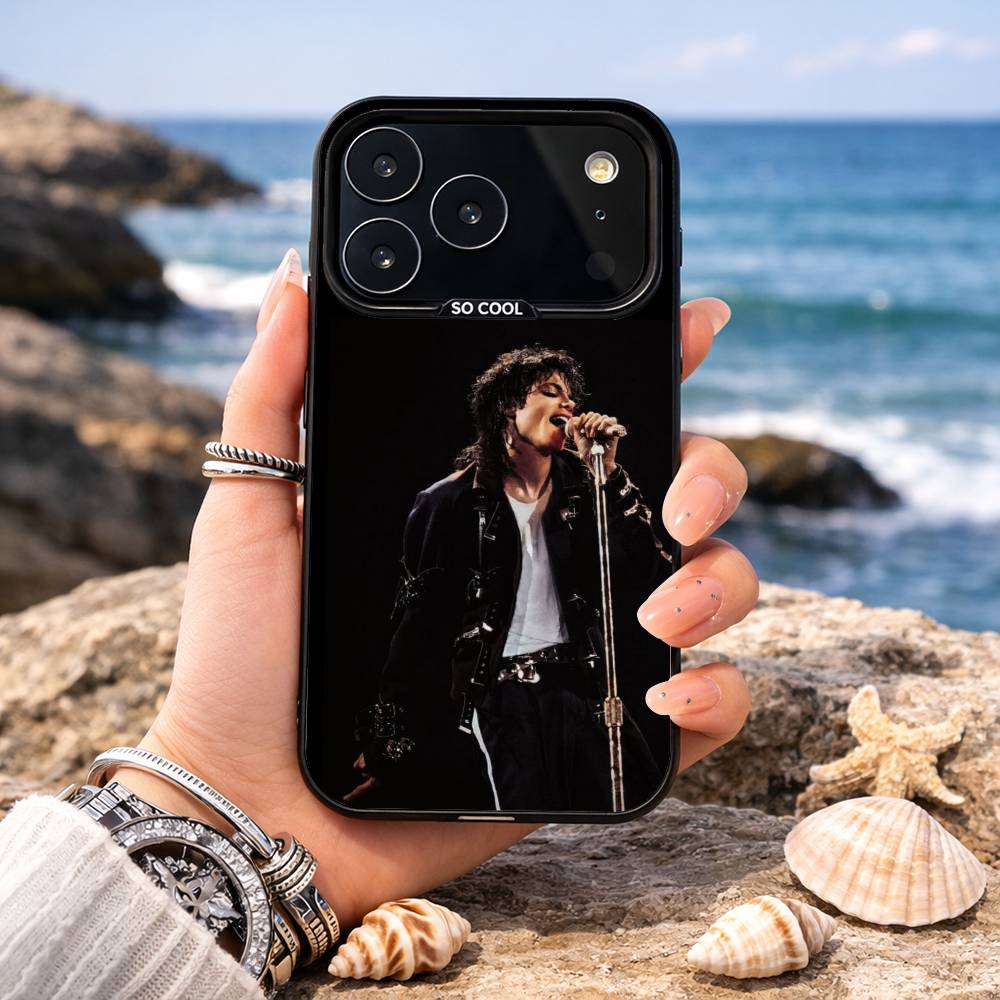 Funda de Teléfono de Michael Jackson Para iPhone17,16,15,14,13,12,11,Pro,MAX Blanca Mate Resistente a Golpes