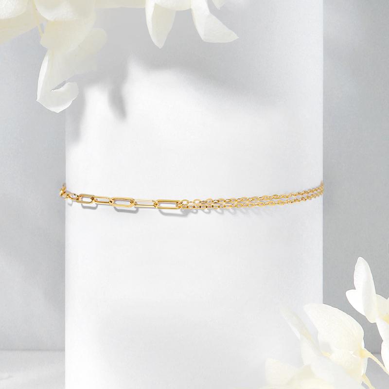 Mcel 14K Eternal Half Clip Chain Anklet