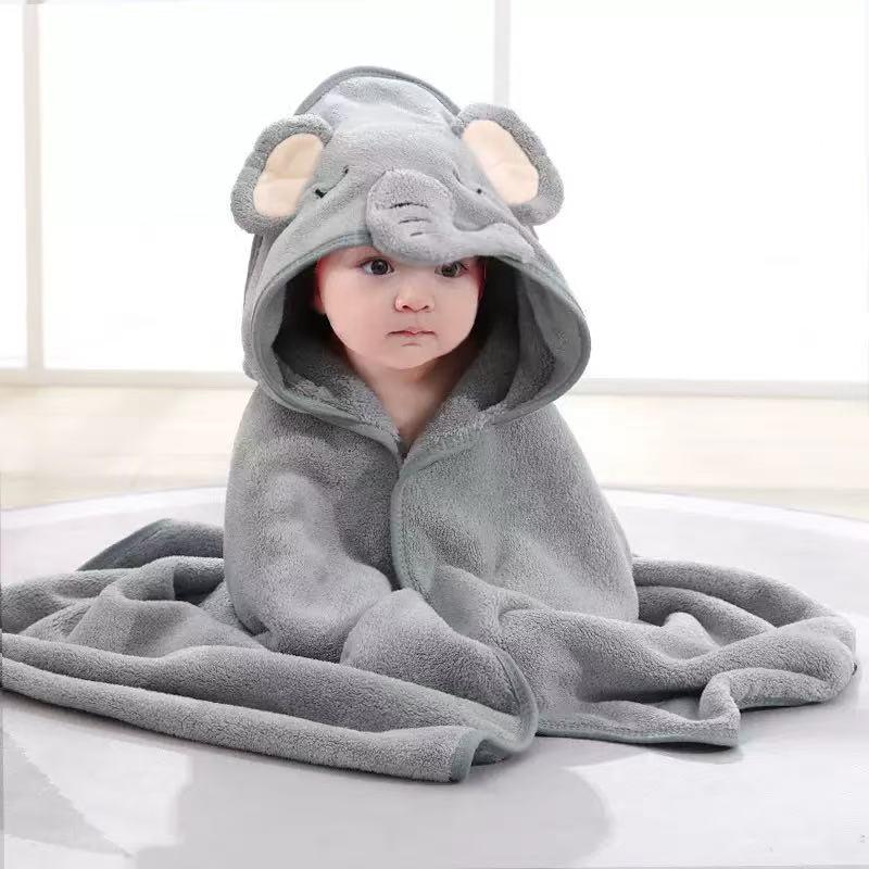 Children's Quick-Drying Coral Fleece Hooded Bathrobe Cloak Towel