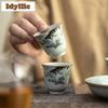 2pc/lot Ancient Blue Underglaze Color Mandarin Fish Teacup Luxury Tea Bowl Jug Tea-tasting Personal Cup Jianzhan Master Cup 45ml