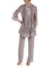 Abito da sera taglie forti da donna europeo e americano - Elegante completo pantalone con ricamo in pizzo pesante