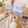 18pcs Portable Needlework Box Three-Layer Sewing Kit Box Sewing Tool Kit  Cross Stitching