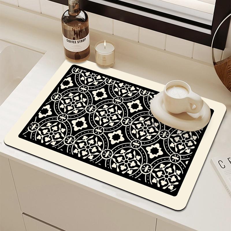 Kitchen Tableware Placemat Retro Heat Resistant Dinnerware Mat Kitchen Placemat Absorbent Drain Pad Drying Mat For Living Room