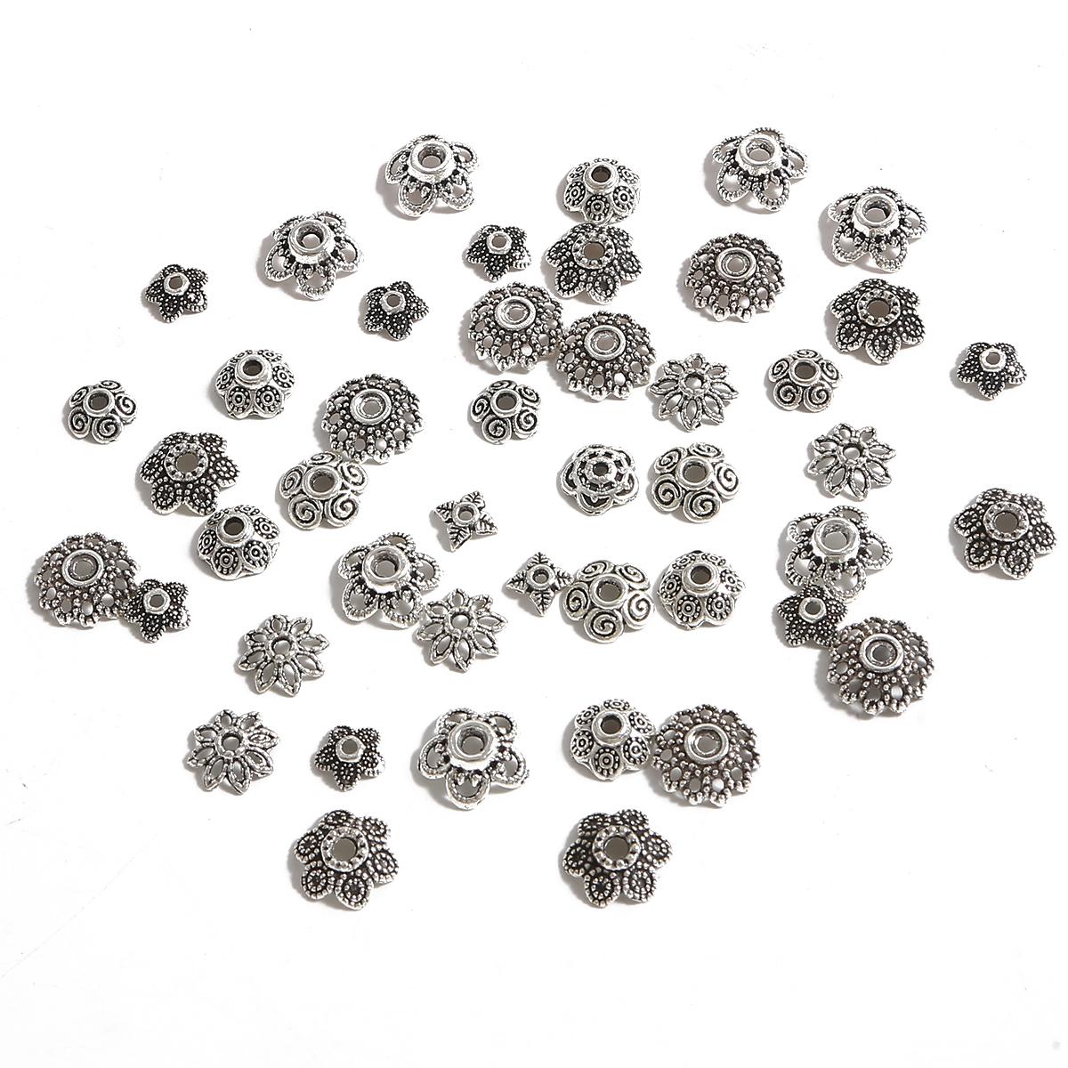 

50 шт. выбор размера цветочная розетка аксессуары из сплава для изготовления ювелирных изделий DIY очаровательное украшение mix size 100pcs серебряный