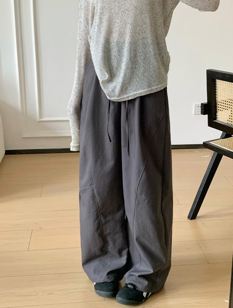 HIMATI Cargo Long Wide Leg Cargo Pants with Loose Hip Hop Stylish Bottoms Dgray XL Women's Pants, Pants, Pockets, Fit, Dance, - -