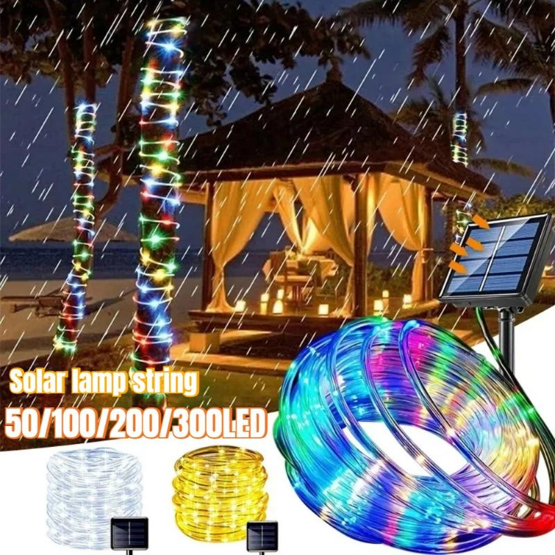 Solar LED String Light 50/100/200/300 LED Tube Rope String Lights With 8 Modes Outdoor Waterproof For Christmas Home Garden Walkway Dceor