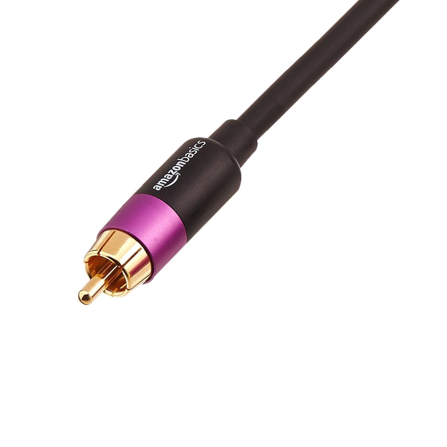 

Кабель RCA аудіо AmazonBasics 1 шт. для динаміка з позолоченим штекером Чорний Сабвуфер/Підсилювач/Активний 10,6 м чорний