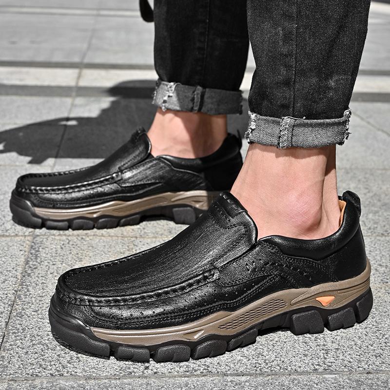 Fashion Genuine Leather Men's Casual Shoes Handmade Comfort Slip On Loafers New Soft Business Shoes Breathable Mocassins Driving Shoes
