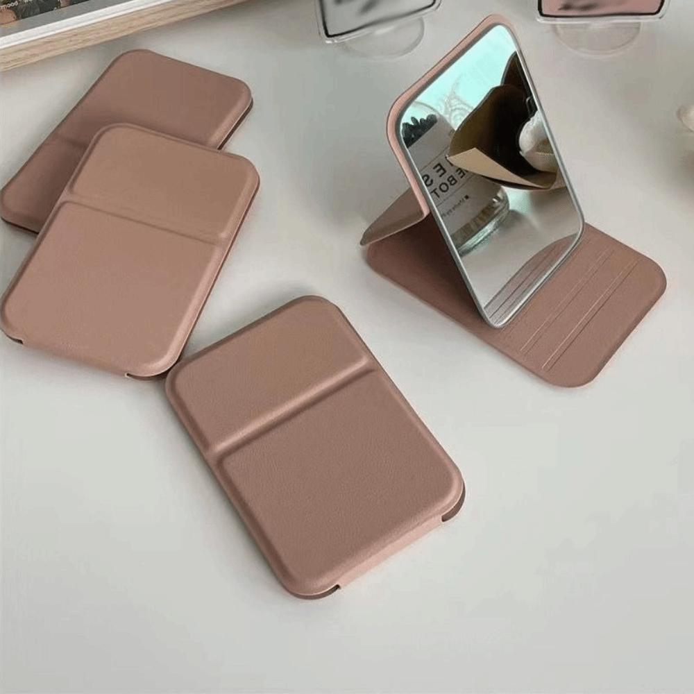 Pu Leather Fold Makeup Mirror Compact Cosmetic Mirror Vanity Mirror  Dormitory