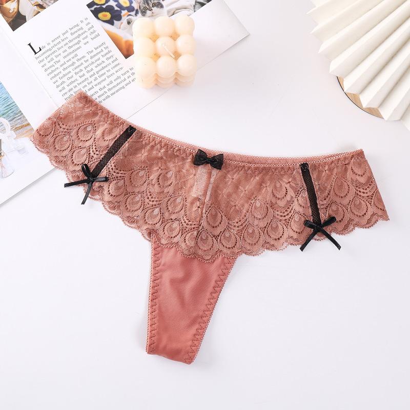 Damen Dessous Sexy Slips Spitze Schleife Aushöhlung Slips String Unterwäsche Höschen