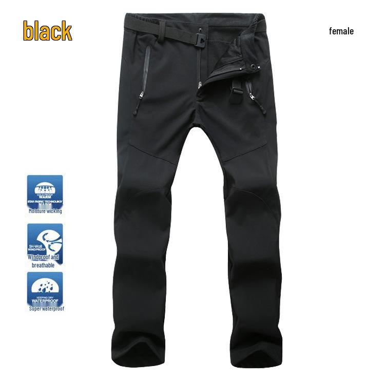 Men's and Women's Windproof Softshell Fleece Pants for Skiing, Mountaineering, and Outdoor Sports - Slim Fit, Plus Size, Autumn/Winter.