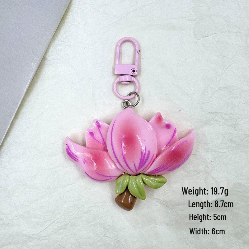 Peach Blossom Keychain: Cute Flower Pendant Backpack Accessory for Girlish Charm and Bestie Gifts