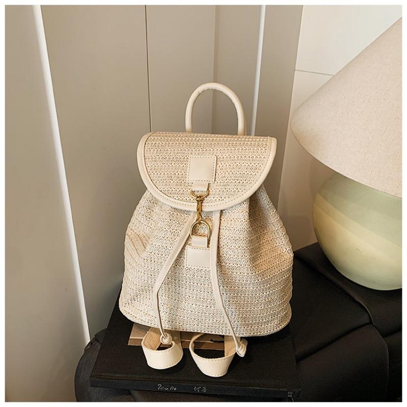 Woven straw bag women's large-capacity new summer leisure backpack student schoolbag travel backpack
