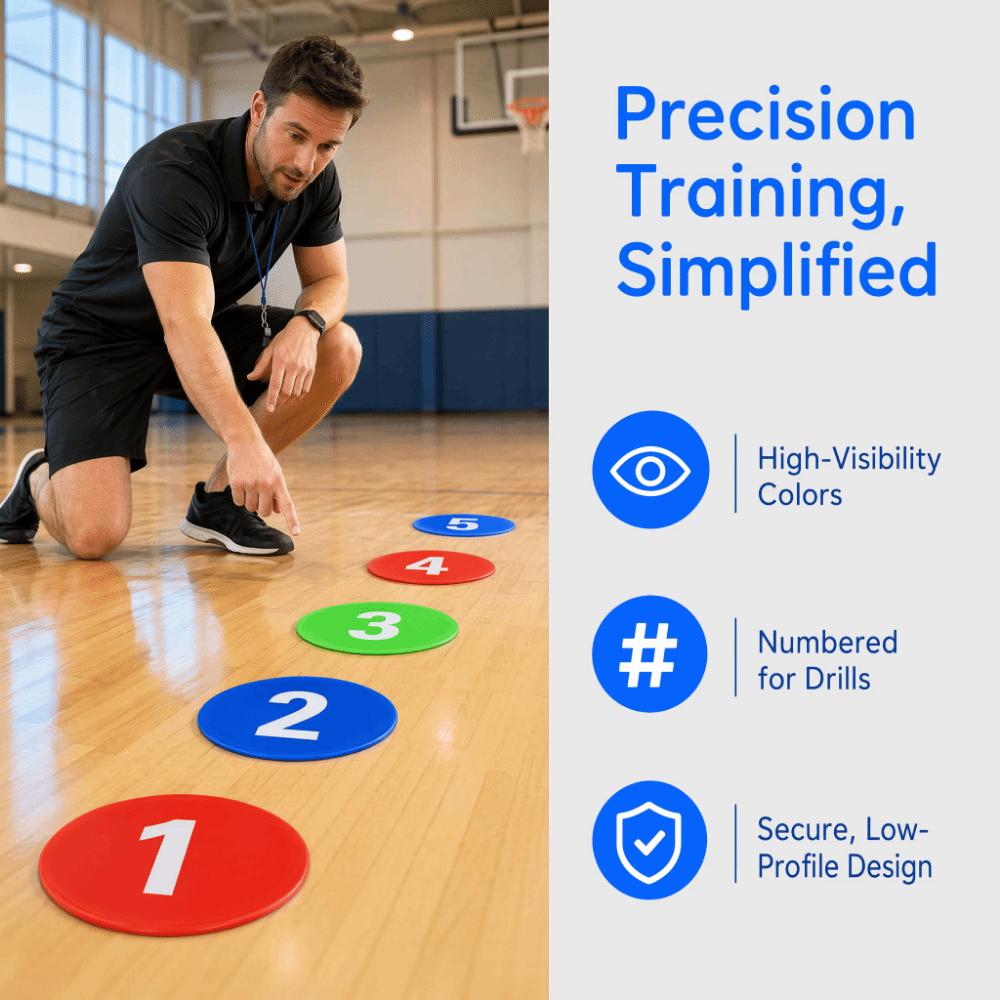 11PCS TPE Training Discs Round Flat Marker Set Portable Spot Markers  Soccer Training