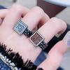 Cool Dark Punk Letters Slightly Inlaid Zir*****Pen Ring Female Cold Wind Personality Exquisite Ring