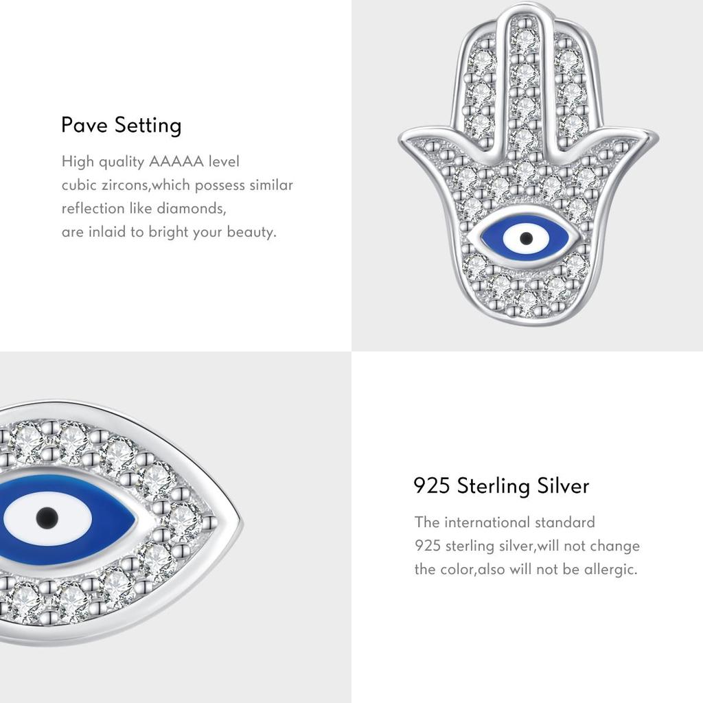 MODIAN CZ Blue Eye Emaille Palm Ohrstecker 925 Sterling Silber Funkelnde Hand der Fatima Ohrring für Frauen Edlen Schmuck