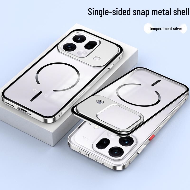 Magnetic Snap Button Metal Case for OPPO Find X9 Pro/X9S Pro with Frosted Back