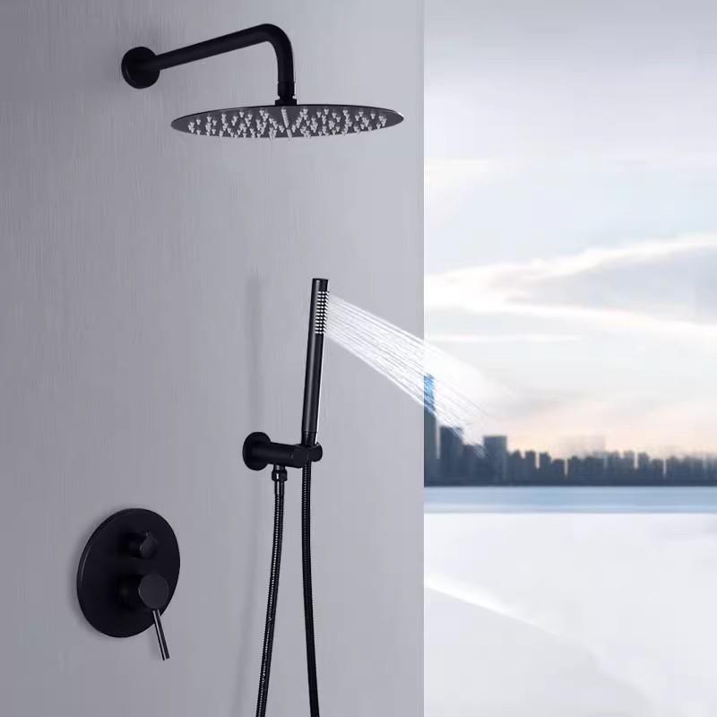 Brushed Gold  Bathroom Shower Faucet In Wall Bath and Shower Faucet Set Black Bathroom Shower Mixer Bath and Rainfall Shower