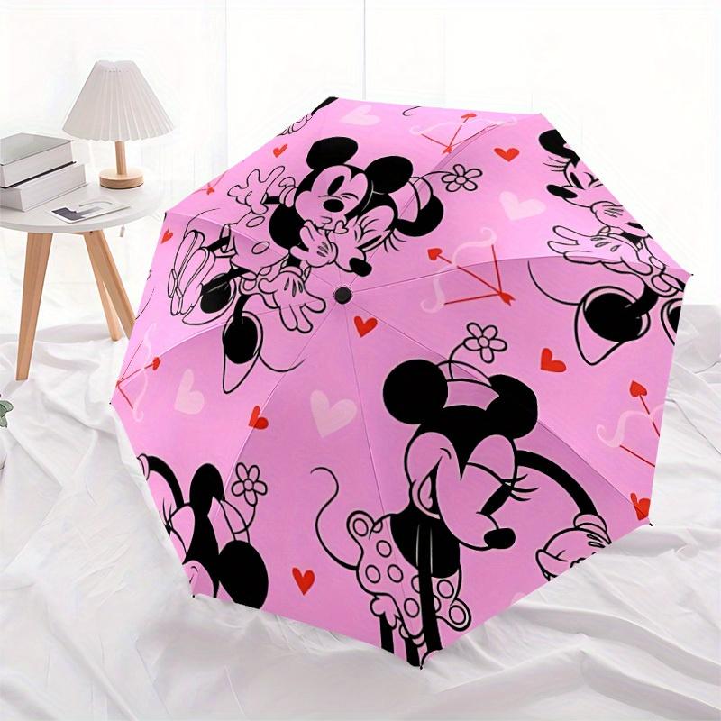 1pc Mickey Minnie, Valentine's Day Automatic Folding Umbrella, Compact Portable Travel Umbrella, Perfect Gift for Friends  Yy250806022