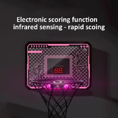 Elektronische Anzeigetafel Basketball Körbe Wandmontiert Faltbar LED-Lichter Set Inklusive Ballpumpe Für Verschiedene Altersgruppen